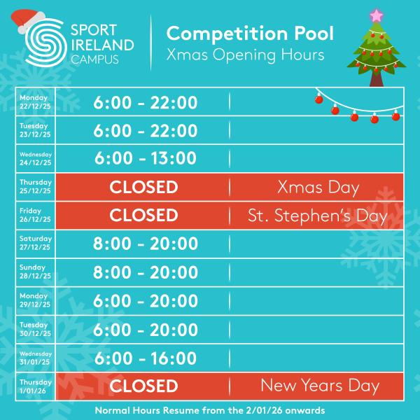Christmas 2025 Competition Pool Opening Hours